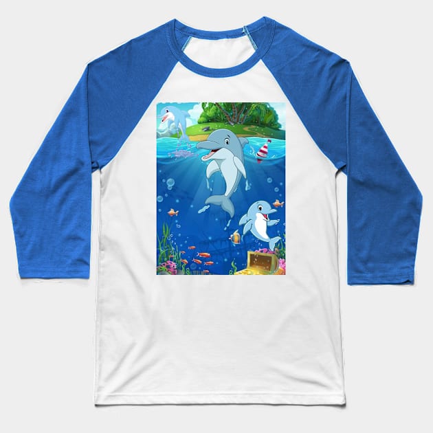 Dolphin in summer euphoria#2 Baseball T-Shirt by SpaskeArt